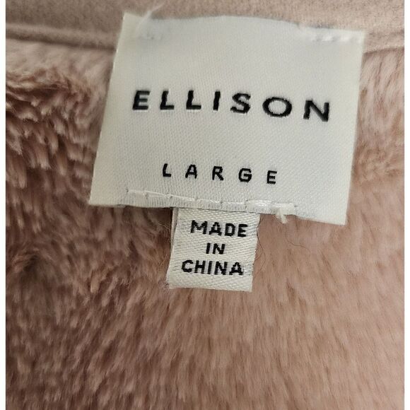 Ellison ELLA Faux Suede Fur lined Double Breasted Zip Coat Pink Size Large - Picture 7 of 8